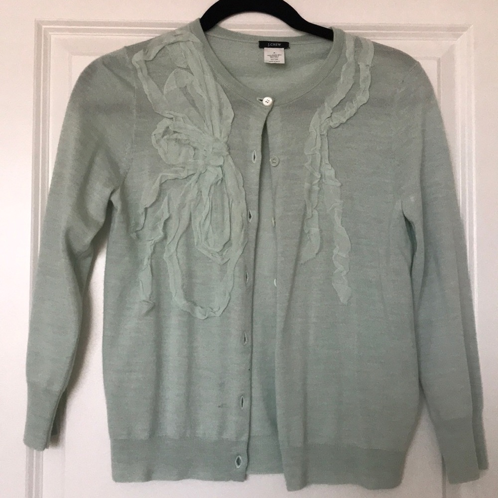 J. Crew leather light blue sweater
